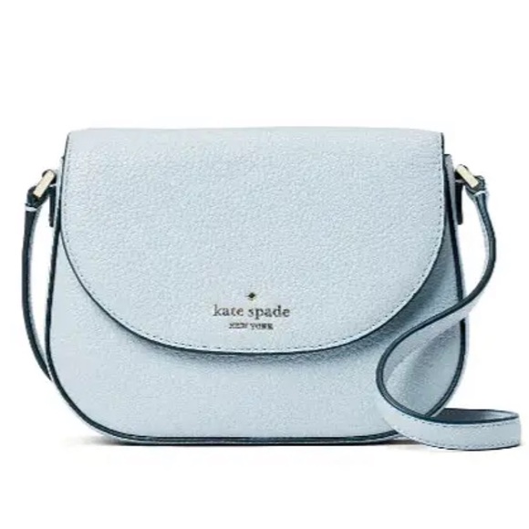 New Kate Spade Leila mini flap crossbody Leather Frosty Sky - Picture 1 of 5